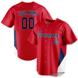 Custom Team Design Red & Navy Blue Colors Design Sports Baseball Jersey BB00CG020918