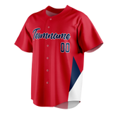 Custom Team Design Red & Navy Blue Colors Design Sports Baseball Jersey BB00CG020918