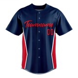 Custom Team Design Navy Blue & Red Colors Design Sports Baseball Jersey BB00CG031809