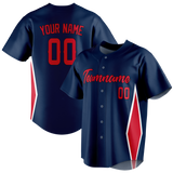 Custom Team Design Navy Blue & Red Colors Design Sports Baseball Jersey BB00CG031809