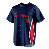 Custom Team Design Navy Blue & Red Colors Design Sports Baseball Jersey BB00CG031809