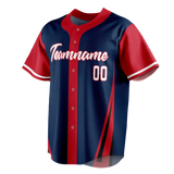 Custom Team Design Navy Blue & Red Colors Design Sports Baseball Jersey BB00CG041809