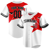 Custom Team Design White & Red Colors Design Sports Baseball Jersey