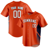 Custom Team Design Orange & Navy Blue Colors Design Sports Baseball Jersey