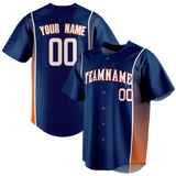 Custom Team Design Navy Blue & Light Orange Colors Design Sports Baseball Jersey