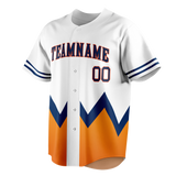 Custom Team Design White & Navy Blue Colors Design Sports Baseball Jersey BB00HA040218