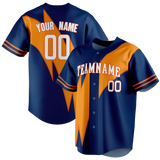 Custom Team Design Navy Blue & Light Orange Colors Design Sports Baseball Jersey