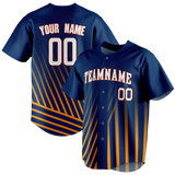 Custom Team Design Navy Blue & Light Orange Colors Design Sports Baseball Jersey