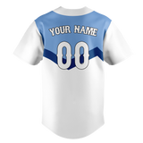 Custom Team Design White & Light Blue Colors Design Sports Baseball Jersey BB00KCR040221