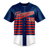 Custom Team Design Navy Blue & Red Colors Design Sports Baseball Jersey BB00LAA031809