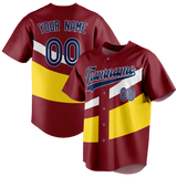 Custom Team Design Maroon & Yellow Colors Design Sports Baseball Jersey BB00LAA090812