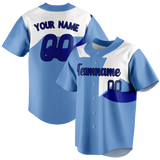 Custom Team Design Light Blue & White Colors Design Sports Baseball Jersey