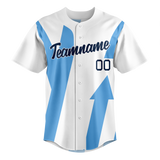 Custom Team Design White & Light Blue Colors Design Sports Baseball Jersey BB00MB030221