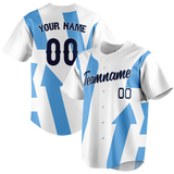 Custom Team Design White & Light Blue Colors Design Sports Baseball Jersey