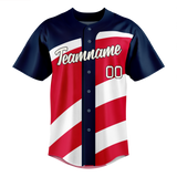 Custom Team Design Red & Navy Blue Colors Design Sports Baseball Jersey BB00MT010918