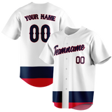 Custom Team Design White & Navy Blue Colors Design Sports Baseball Jersey