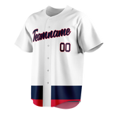 Custom Team Design White & Navy Blue Colors Design Sports Baseball Jersey BB00MT040218