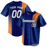 Custom Team Design Royal Blue & Orange Colors Design Sports Baseball Jersey