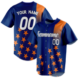 Custom Team Design Navy Blue & Orange Colors Design Sports Baseball Jersey