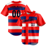 Custom Team Design Red & Navy Blue Colors Design Sports Baseball Jersey BB00PP010918