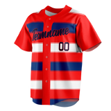 Custom Team Design Red & Navy Blue Colors Design Sports Baseball Jersey BB00PP010918