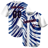 Custom Team Design White & Royal Blue Colors Design Sports Baseball Jersey