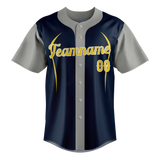 Custom Team Design Navy Blue & Gray Colors Design Sports Baseball Jersey BB00SF021803