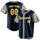 Custom Team Design Navy Blue & Gray Colors Design Sports Baseball Jersey BB00SF021803