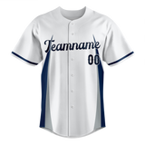 Custom Team Design White & Navy Blue Colors Design Sports Baseball Jersey BB00SF030218