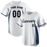 Custom Team Design White & Navy Blue Colors Design Sports Baseball Jersey