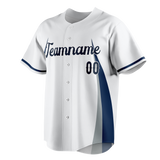 Custom Team Design White & Navy Blue Colors Design Sports Baseball Jersey BB00SF030218