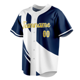 Custom Team Design White & Navy Blue Colors Design Sports Baseball Jersey BB00SF040218