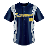 Custom Team Design Navy Blue & Silver Colors Design Sports Baseball Jersey BB00SF051804