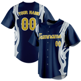 Custom Team Design Navy Blue & Silver Colors Design Sports Baseball Jersey BB00SF051804