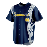 Custom Team Design Navy Blue & Silver Colors Design Sports Baseball Jersey BB00SF051804