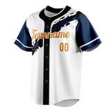 Custom Team Design White & Navy Blue Colors Design Sports Baseball Jersey BB00SF060218