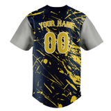 Custom Team Design Navy Blue & Yellow Colors Design Sports Baseball Jersey BB00SF071812