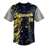 Custom Team Design Navy Blue & Yellow Colors Design Sports Baseball Jersey BB00SF071812