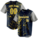 Custom Team Design Navy Blue & Yellow Colors Design Sports Baseball Jersey BB00SF071812