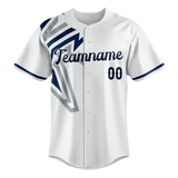 Custom Team Design White & Navy Blue Colors Design Sports Baseball Jersey BB00SF080218