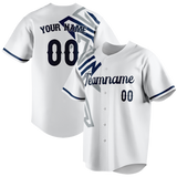 Custom Team Design White & Navy Blue Colors Design Sports Baseball Jersey