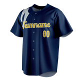 Custom Team Design Navy Blue & Gray Colors Design Sports Baseball Jersey BB00SF101803