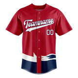 Custom Team Design Red & Navy Blue Colors Design Sports Baseball Jersey BB00SM010918