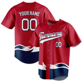 Custom Team Design Red & Navy Blue Colors Design Sports Baseball Jersey