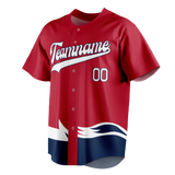 Custom Team Design Red & Navy Blue Colors Design Sports Baseball Jersey BB00SM010918