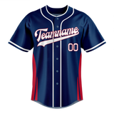 Custom Team Design Navy Blue & Red Colors Design Sports Baseball Jersey BB00SM021809