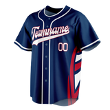 Custom Team Design Navy Blue & Red Colors Design Sports Baseball Jersey BB00SM021809