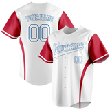 Custom Team Design White & Red Colors Design Sports Baseball Jersey