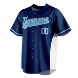 Custom Team Design Navy Blue & White Colors Design Sports Baseball Jersey BB00TBR011802