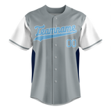 Custom Team Design Gray & Navy Blue Colors Design Sports Baseball Jersey BB00TBR040318